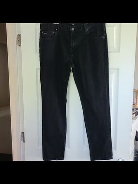 Michael Kors Men's Black Denim Jeans Slim Fit Mid Rise 5-Pocket Dark Wash